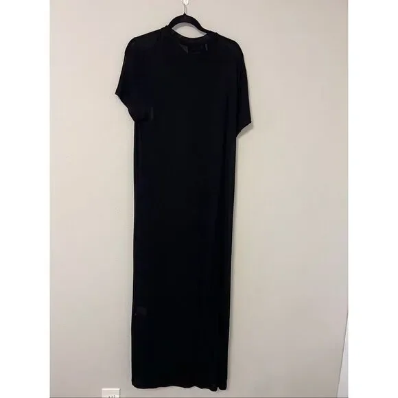 RÓHE Women's Black Short Sleeve Stretch Knit Jersey Maxi Dress Size 38 NWOT - Picture 8 of 11